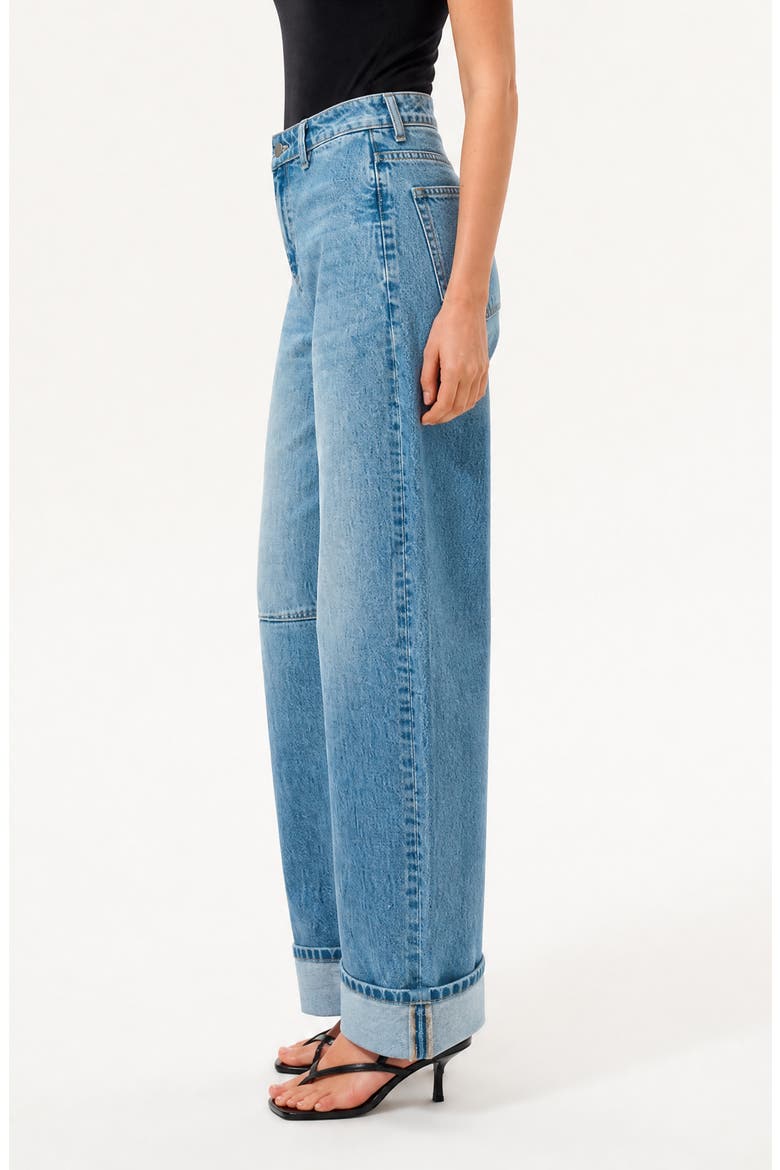 High Waist Cuffed Barrel Jeans, Alternate, color, PALLIDUS