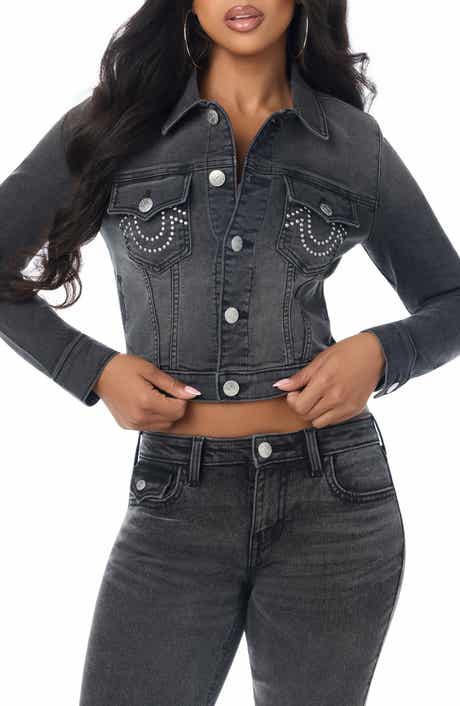 Jesse Studded Cropped Denim Jacket