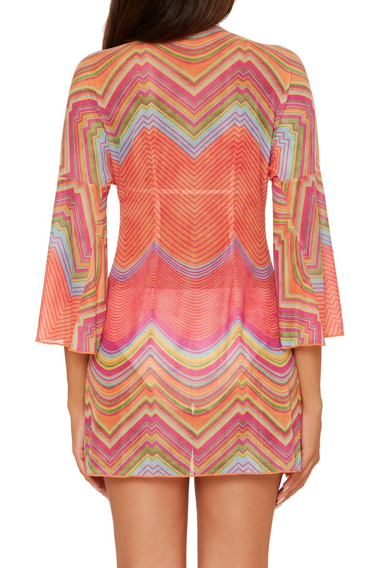 Summer Sunrise Tie Front Tunic, Alternate, color, ORANGE MULTI