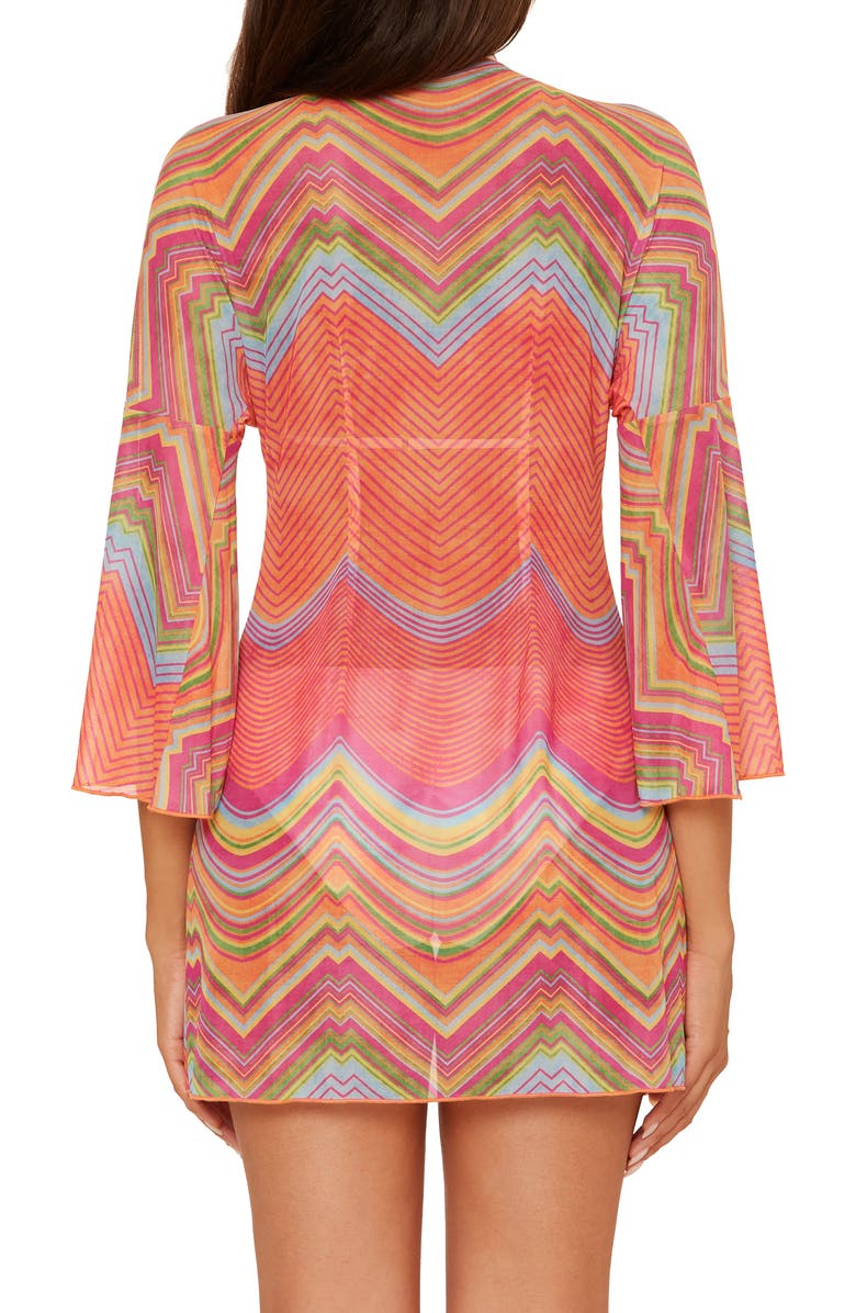 Becca Summer Sunrise Tie Front Tunic, Alternate, color, Orange Multi