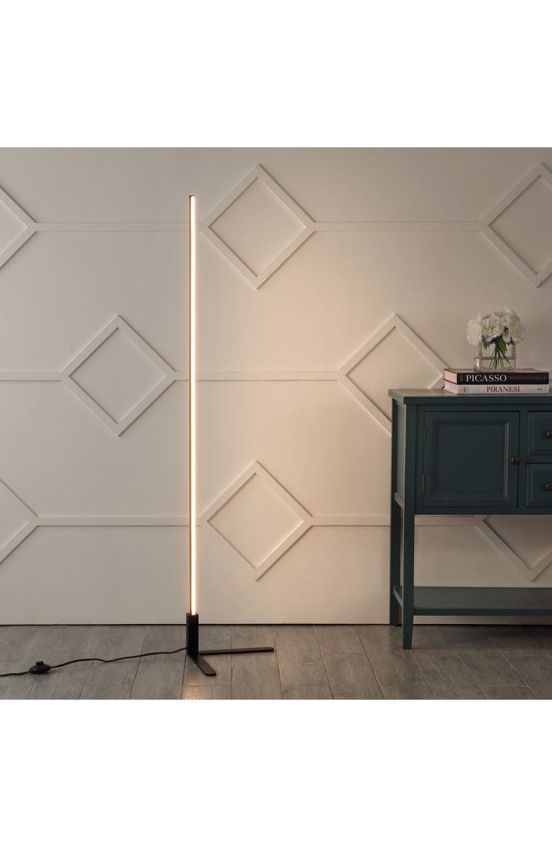 JONATHAN Y Potts 60.5" Modern Contemporary Aluminum/Iron Integrated LED Post Floor Lamp, Alternate, color, Black