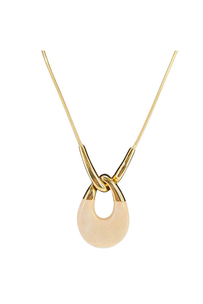 Vintage Oval Lucite Pendant Necklace, Main, color, Gold