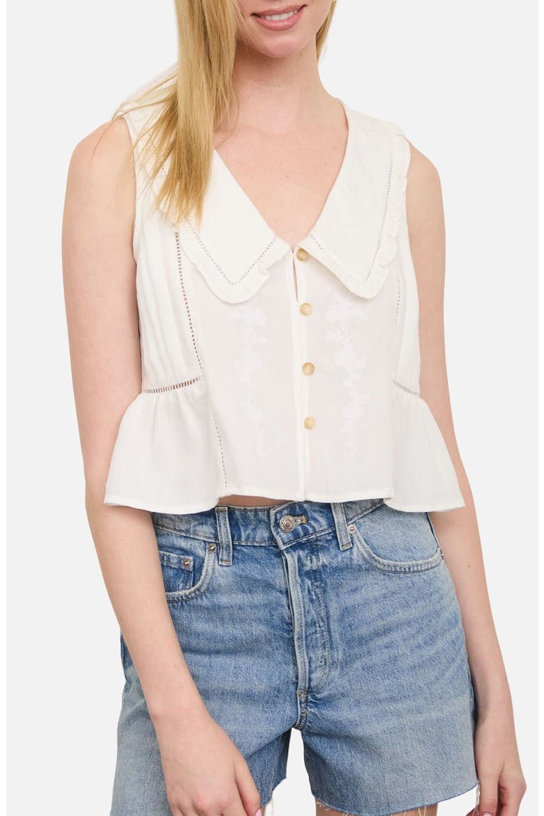 Collar Sleeveless Peplum Top, Main, color, OFF WHITE