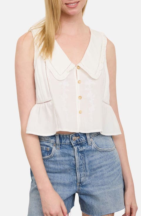 Collar Sleeveless Peplum Top