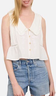 Blu Pepper Collar Sleeveless Peplum Top