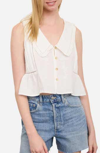 Blu Pepper Collar Sleeveless Peplum Top