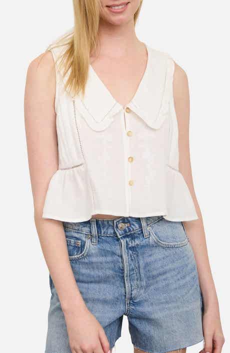 Blu Pepper Collar Sleeveless Peplum Top