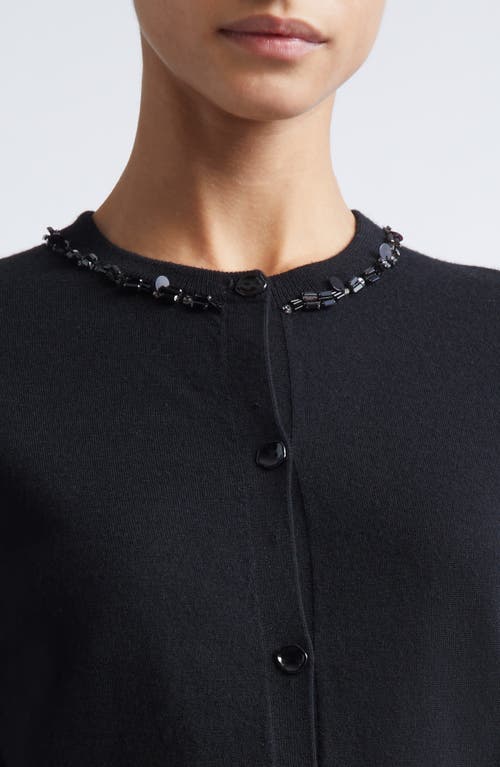 Jason Wu Collection Beaded Merino Wool Cardigan In Black