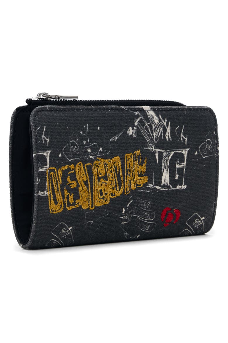Mixed Media Continental Wallet, Alternate, color, BLACK