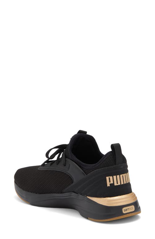Puma Softride Ruby Luxe Sneaker In  Black- Gold-gum