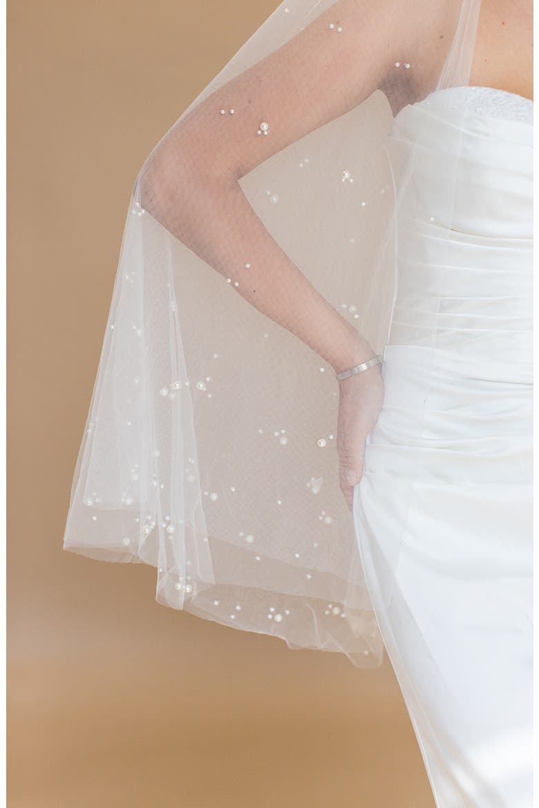 Ilaria Imitation Pearl Fingertip Veil (Nordstrom Exclusive), Alternate, color, IVORY