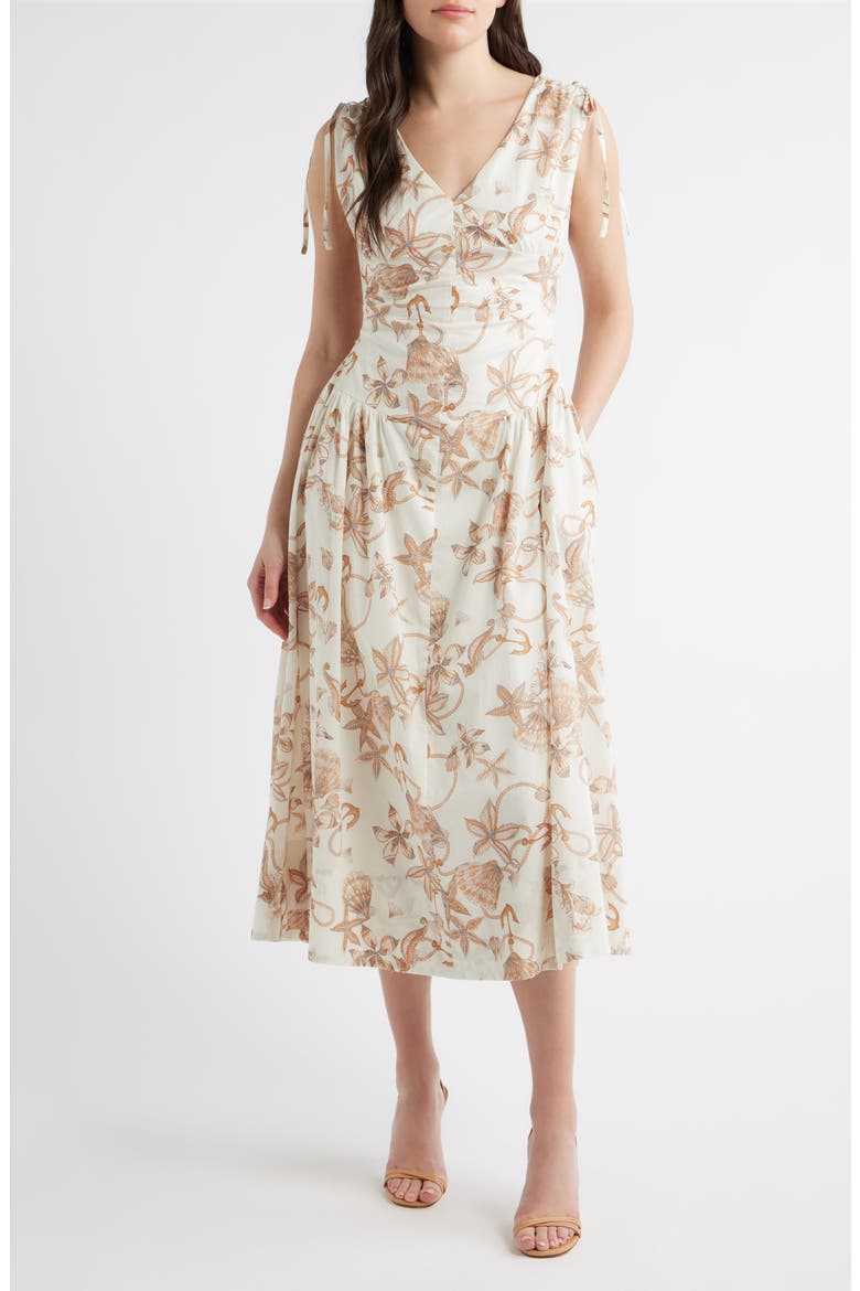 Nautical Print Dress, Main, color, CREAM