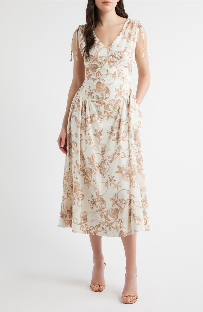 ZOE AND CLAIRE Nautical Print Dress, Main, color, Cream