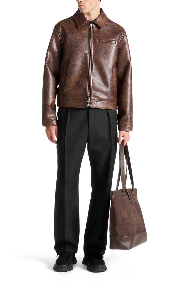 Laurent Vintage Leather Jacket, Alternate, color, Brown