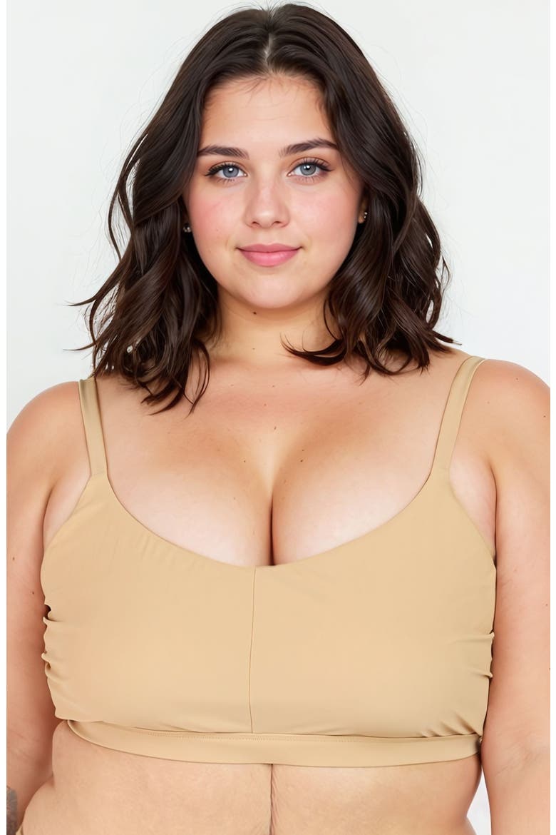 Plus Size Adjustable Strap Clasp Swim Bra, Main, color, Honey