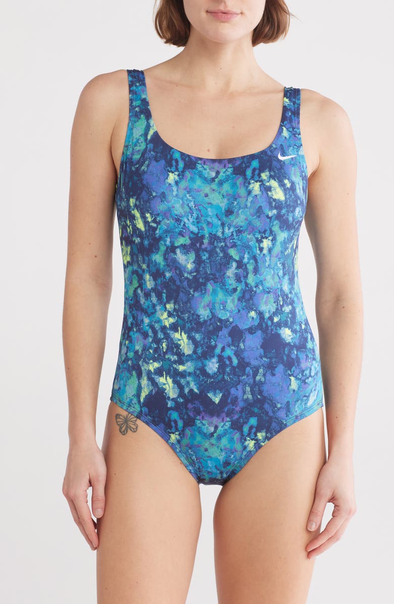 Nike Scooped One-Piece Swimsuit, Main, color, Midnight Navy