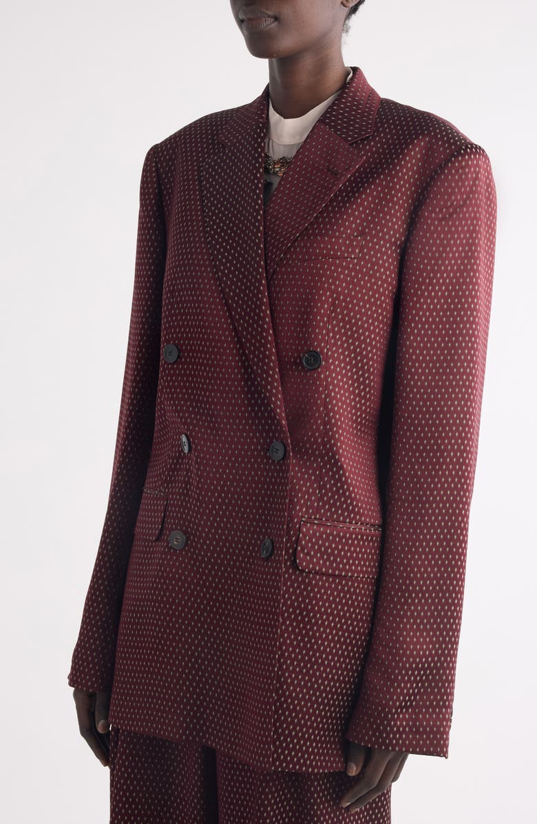 Dries Van Noten Bafya Double Breasted Jacquard Blazer, Alternate, color, Burgundy