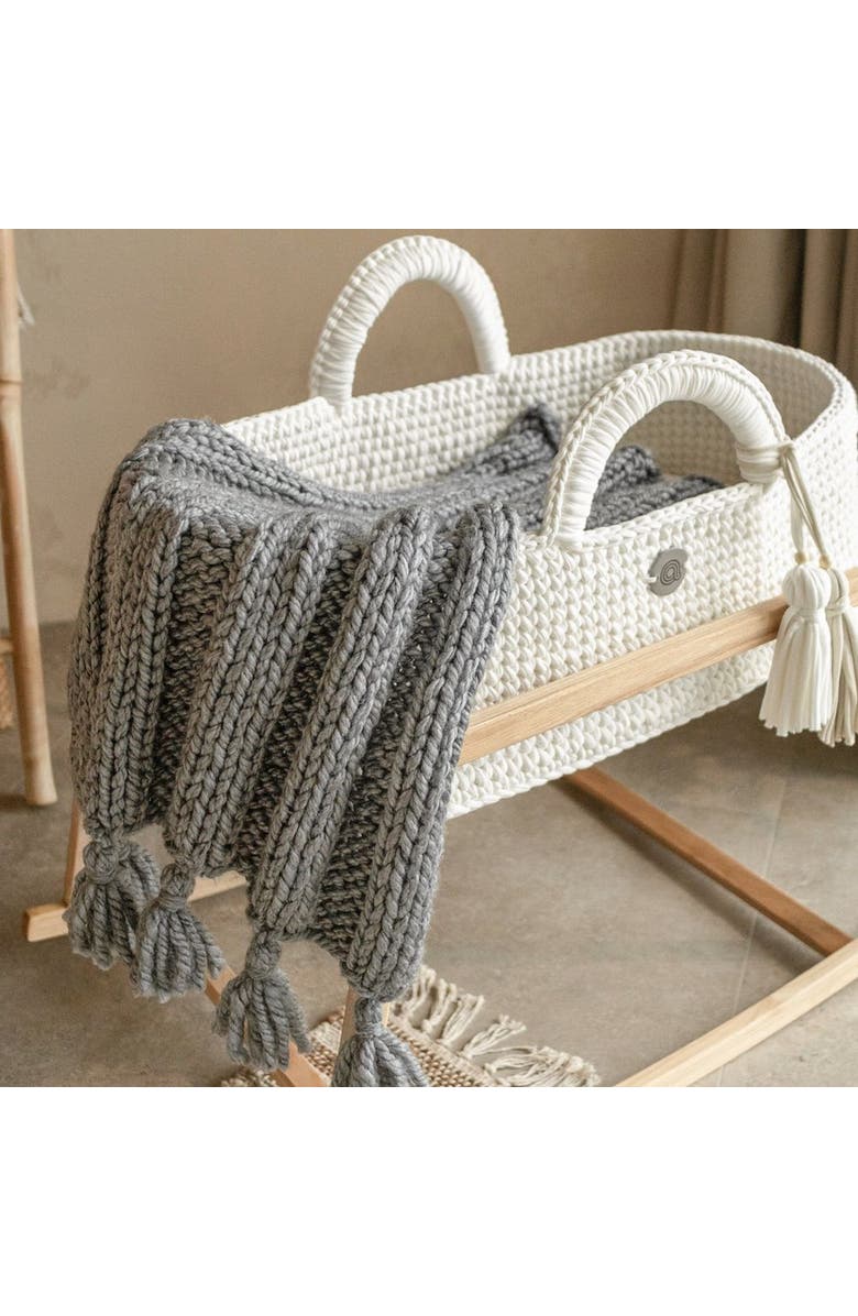 Anzy Home Boho Hand-Knitted Baby Blanket, Alternate, color, Gray Wool - New Born - 20X30"