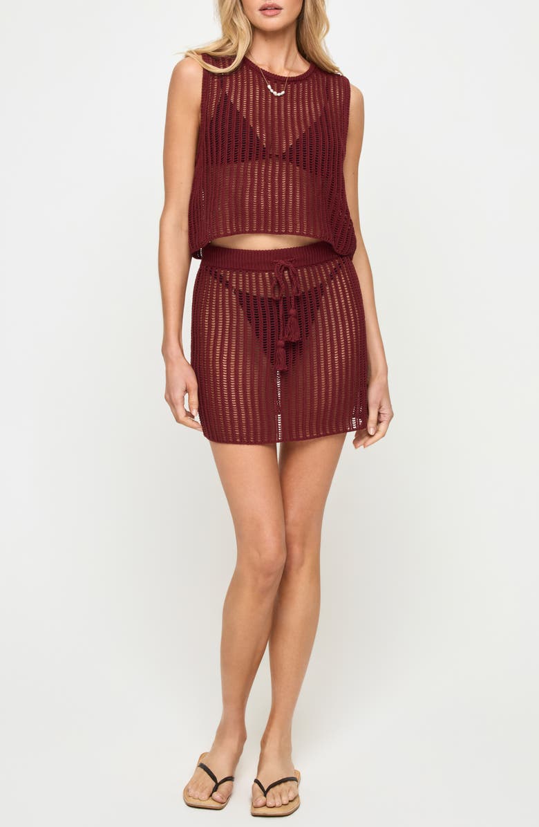 LSPACE Sander Open Stitch Cover-Up Tank, Alternate, color, Sangria