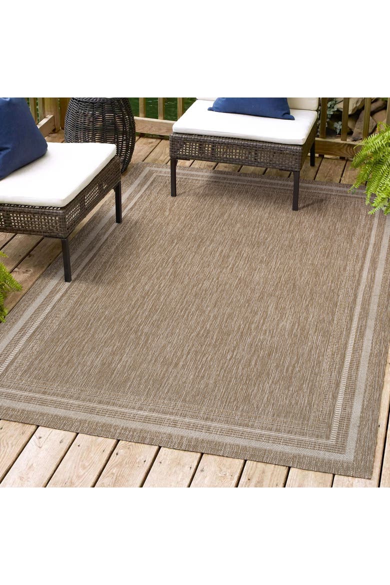 Lido Traditional Casual Pinstripe Border Indoor/Outdoor Area Rug, Alternate, color, Beige/Cream