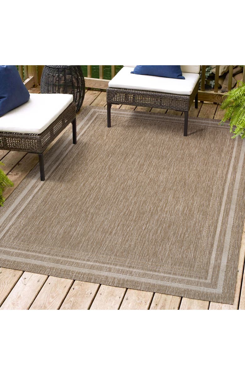 JONATHAN Y Lido Traditional Casual Pinstripe Border Indoor/Outdoor Area Rug, Alternate, color, Beige/Cream