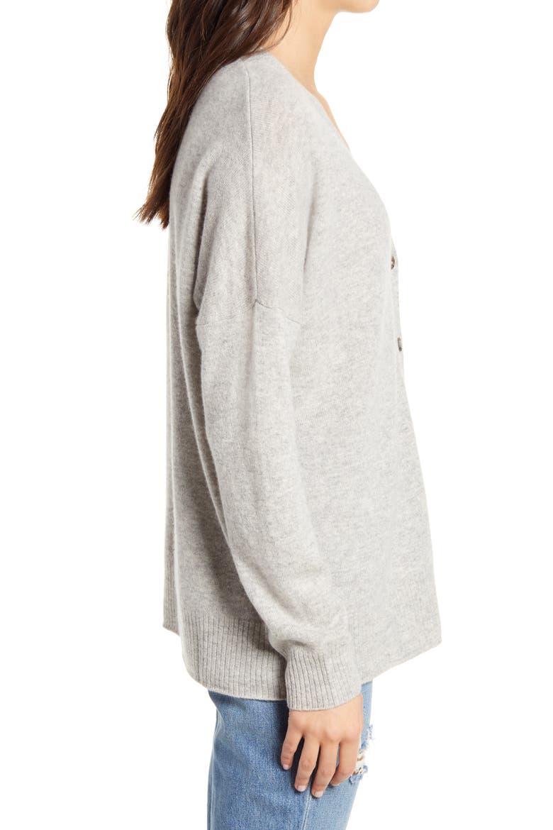 Recycled Cashmere Blend Boyfriend Cardigan, Alternate, color, LIGHT HEATHER GREY
