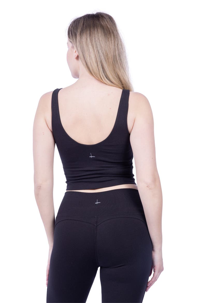 V Neck Organic Cotton Crop Tank, Alternate, color, Black