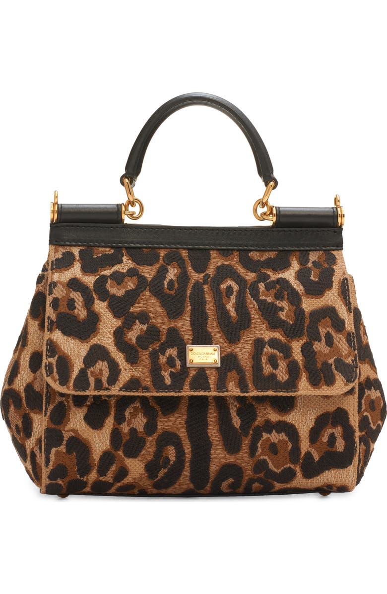 Dolce&Gabbana Sicily Jacquard Handbag, Main, color, Leopard/Nero