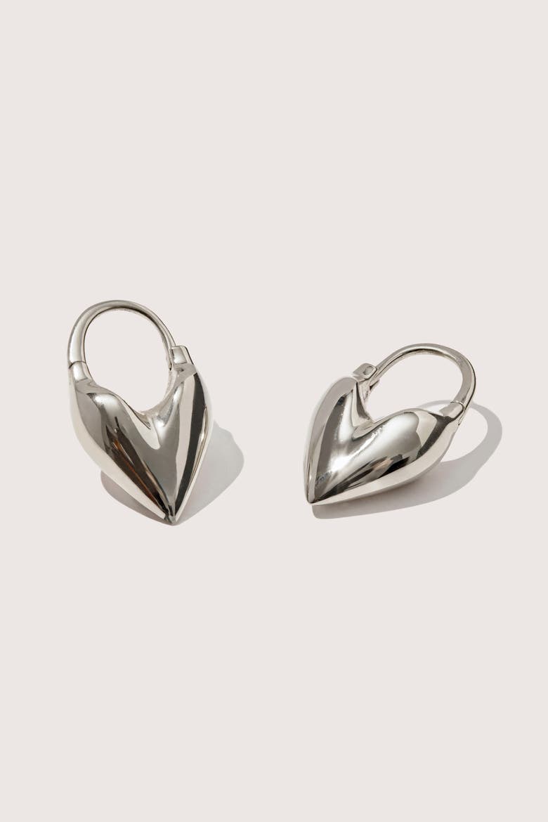 Roscida Heart Hoop Earrings, Main, color, Silver