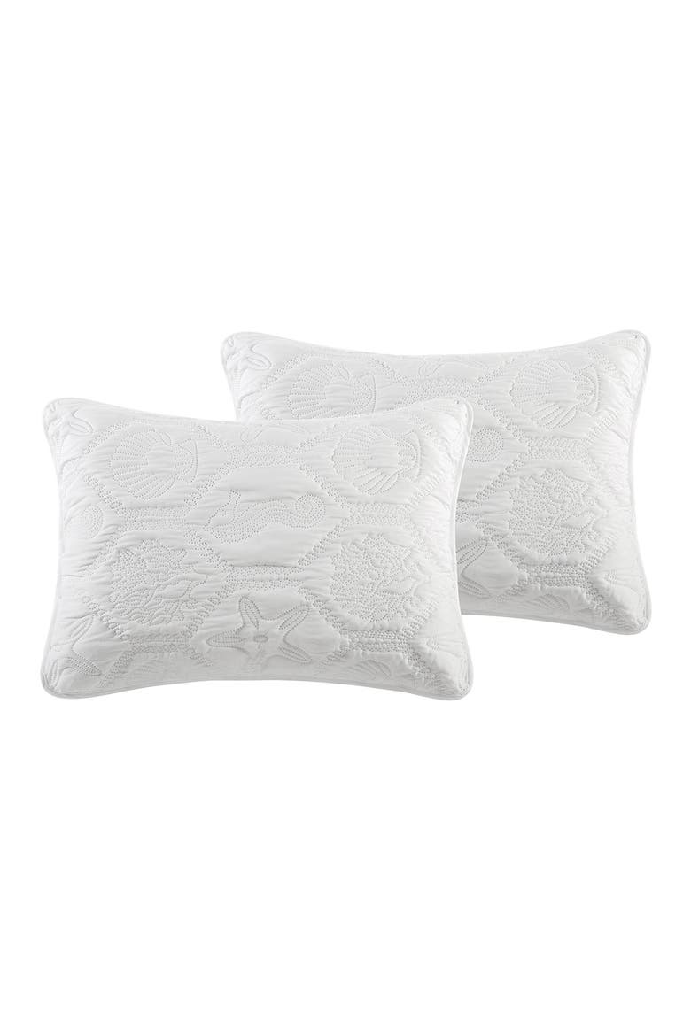 Shore Embossed Quilt Set - Queen, Alternate, color, WHITE