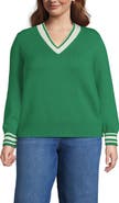 Lands' End Plus Size Drifter Set in Sleeve Vneck Sweater