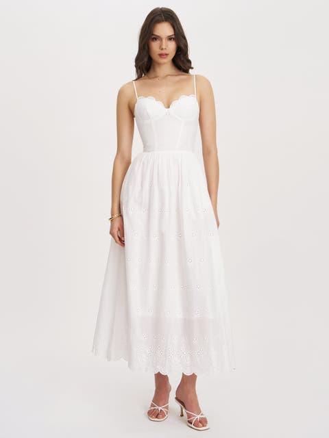 Oberon Cotton Eyelet Lace-Up Back Maxi Dress