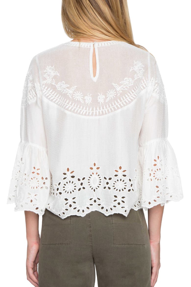 Embroidered Bell Sleeve Top, Alternate, color, IVORY
