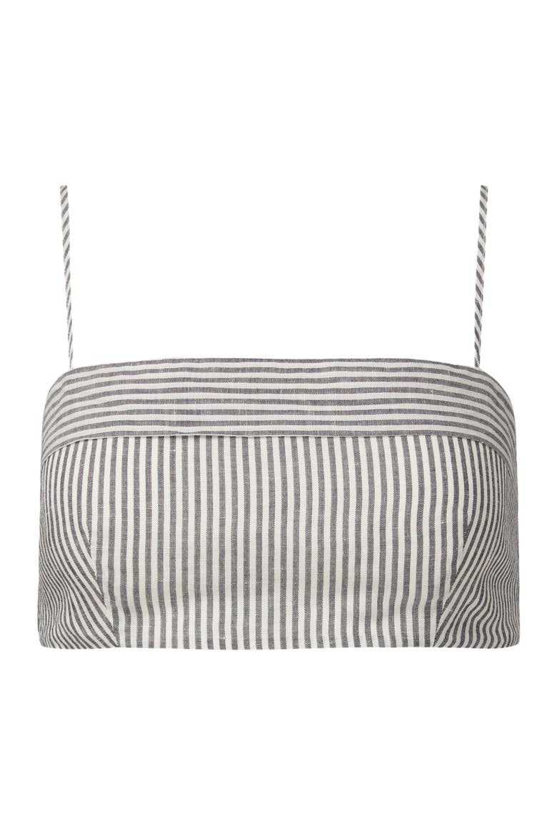 Air Linen Foldover Cropped Top, Main, color, DEEP NAVY/WHITE