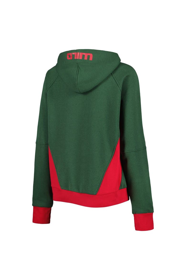 Women's Starter Green Minnesota Wild Wishbone Half-Zip Hoodie, Alternate, color, Green