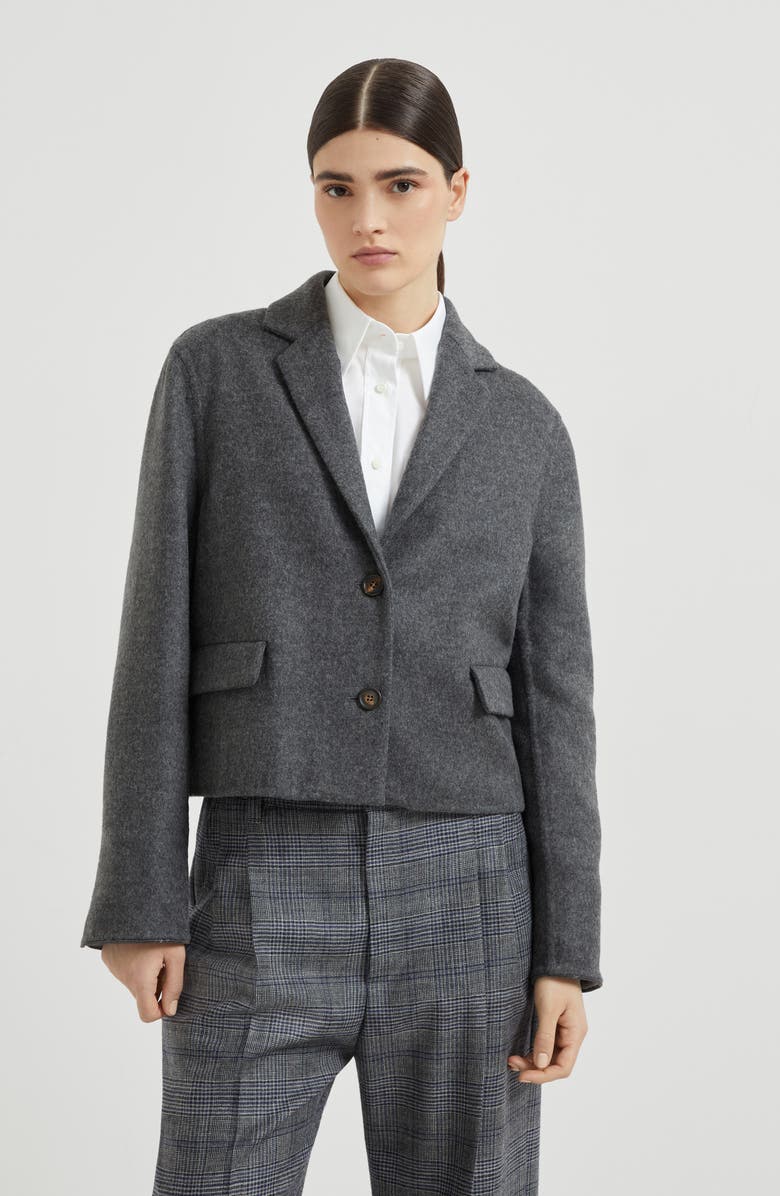 Brunello Cucinelli Hand-crafted cropped blazer, Alternate, color, Lead