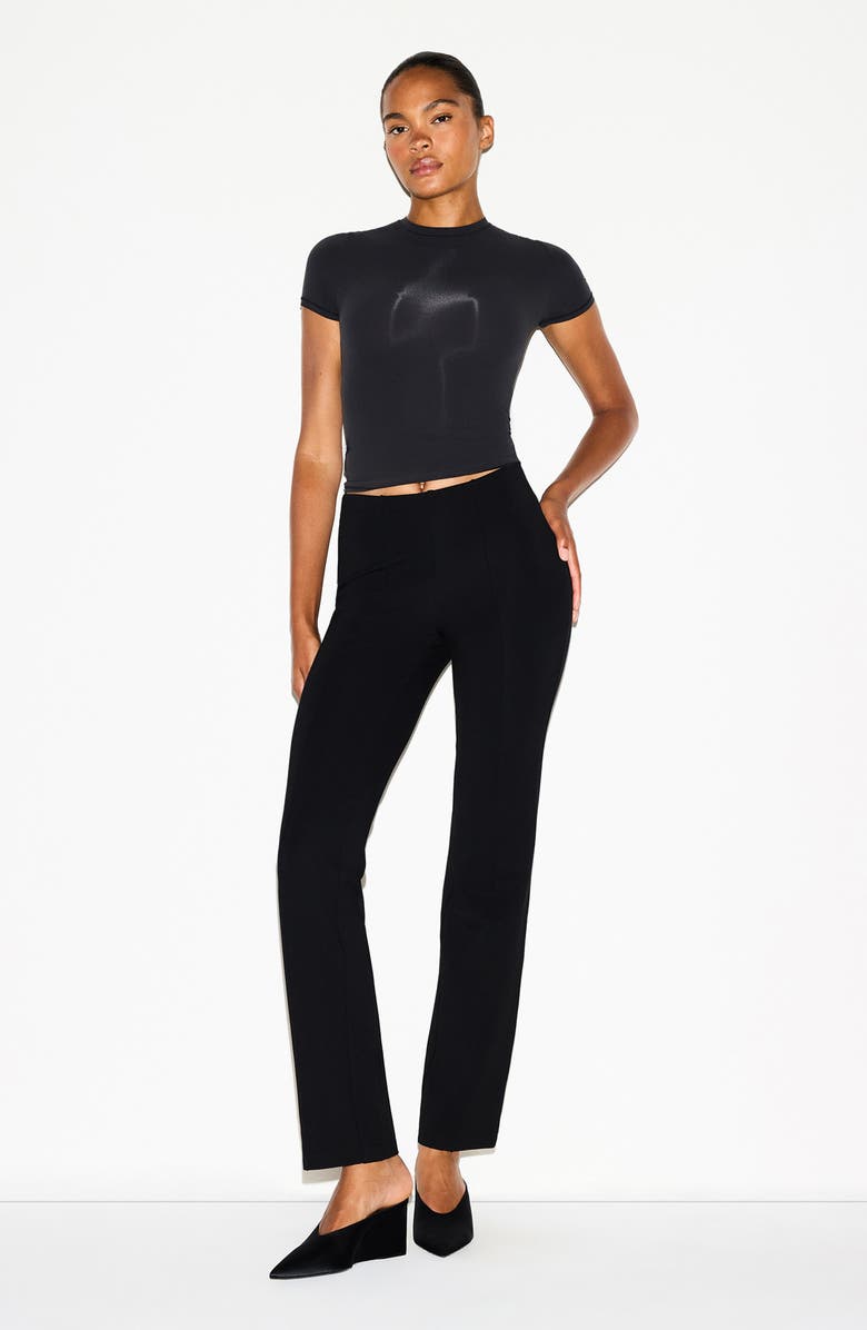 SKIMS The Essential Collection High Waist Pintuck Straight Leg Pants, Alternate, color, Obsidian