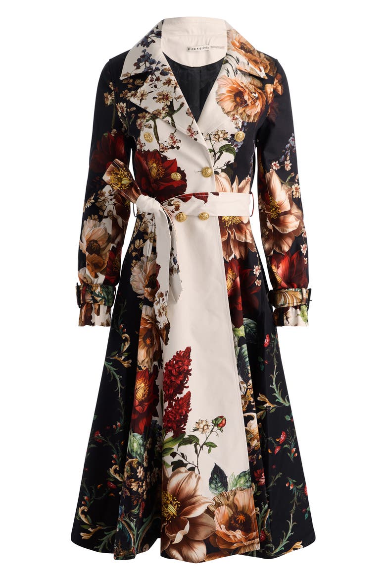 Ellie Godet Trench Coat, Alternate, color, FLORAL RADIANCE