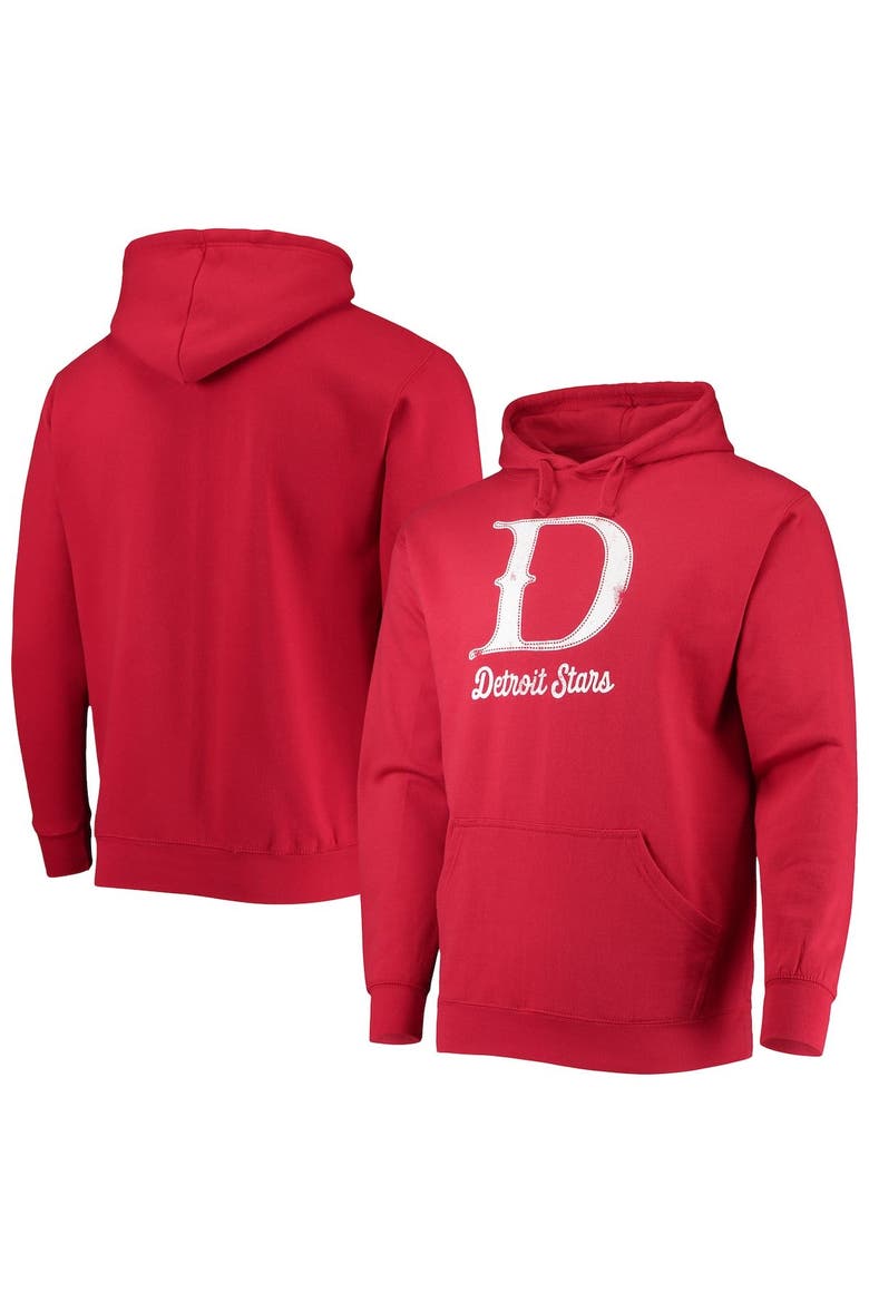 Men's Stitches Red Detroit Stars Negro League Logo Pullover Hoodie, Main, color, Red