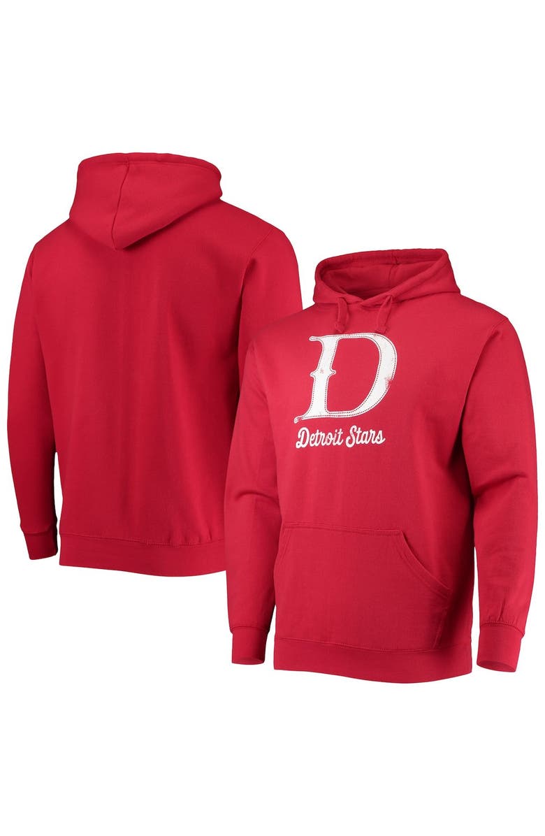 STITCHES Men's Stitches Red Detroit Stars Negro League Logo Pullover Hoodie, Main, color, Red