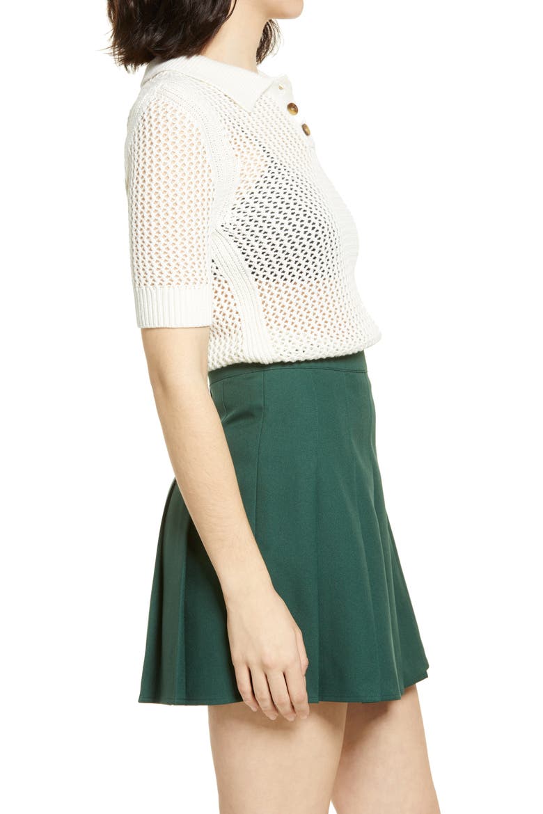 Organic Cotton Polo Sweater, Alternate, color, IVORY
