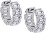 BY ADINA EDEN CZ Pave X Baguette Huggie Earring