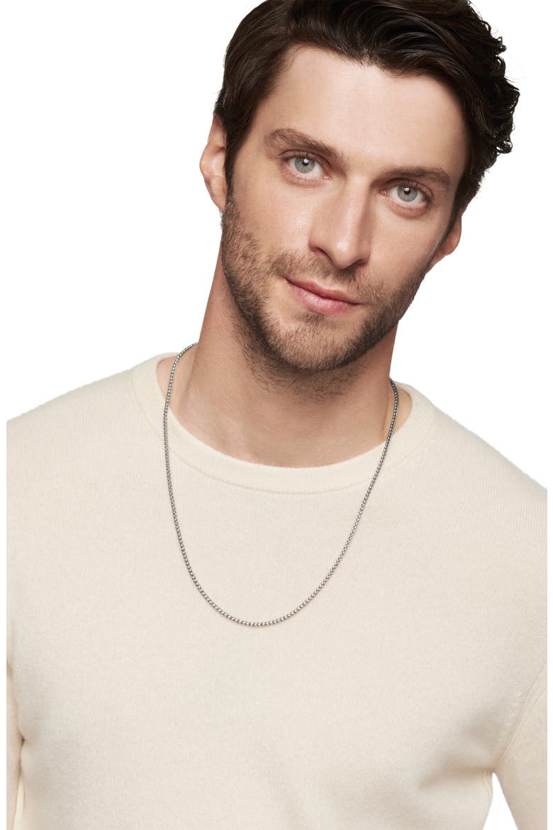 Men's Wheat Chain Necklace in 18K Yellow Gold or Sterling Silver, 2.5mm, Alternate, color, STERLING SILVER