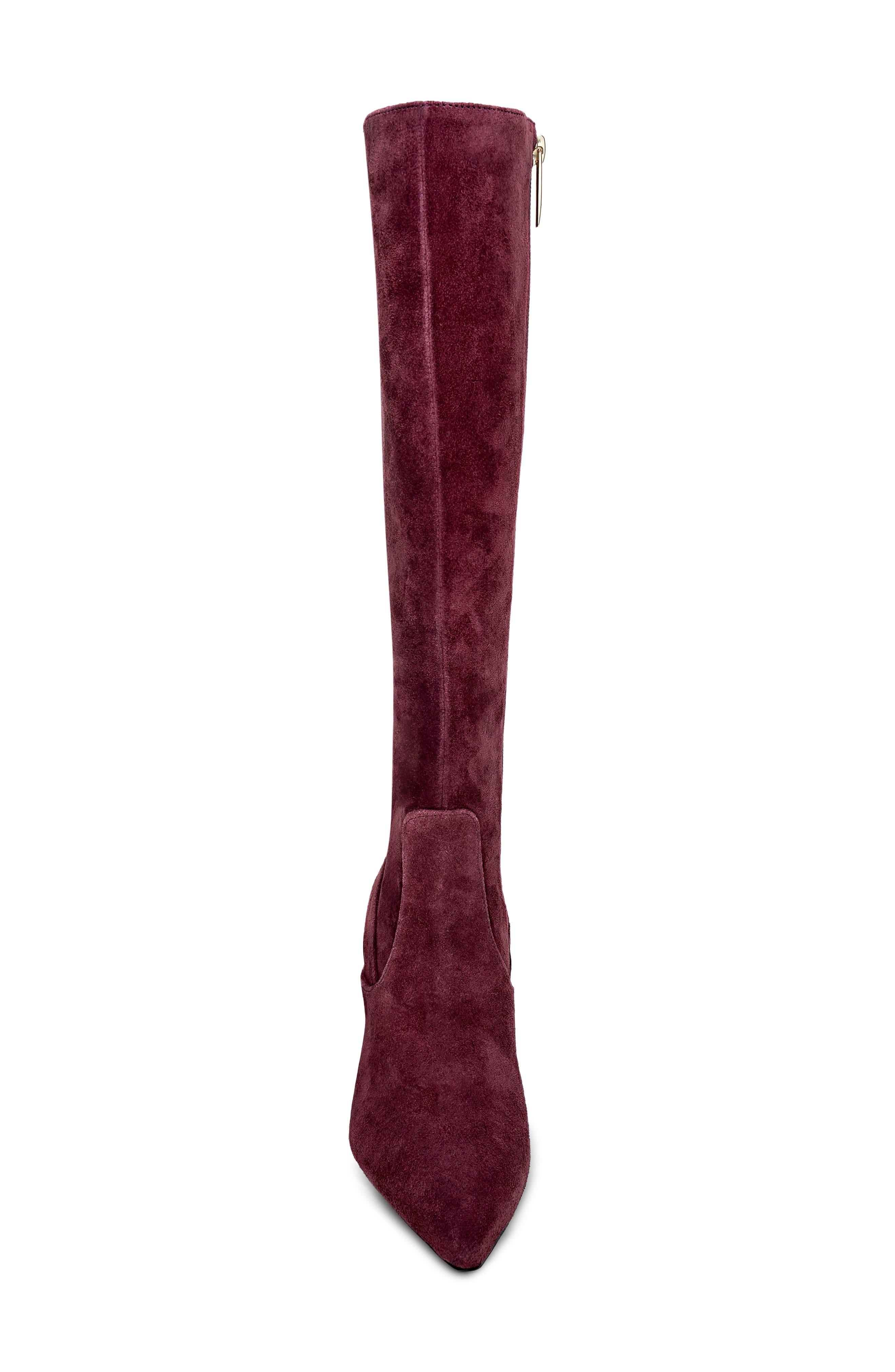 L'AGENCE Marya Knee High Boot, Alternate, color, Burgundy Suede