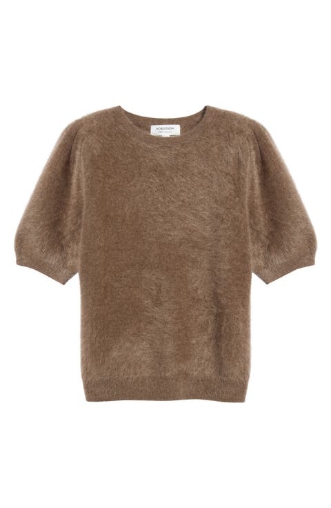 Femme Short Sleeve Brushed Cashmere Sweater