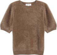 Nordstrom Femme Short Sleeve Brushed Cashmere Sweater