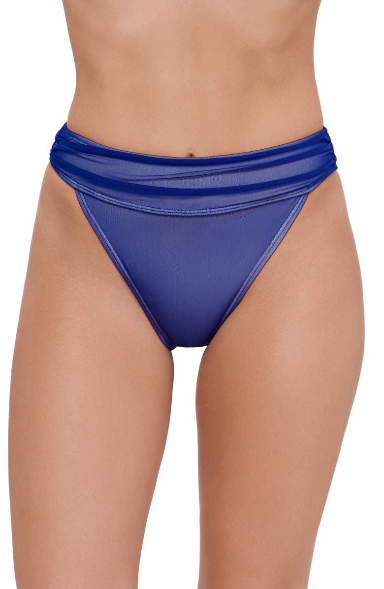 Steve Madden Shirred Hipster Bikini Bottoms, Main, color, Midnight