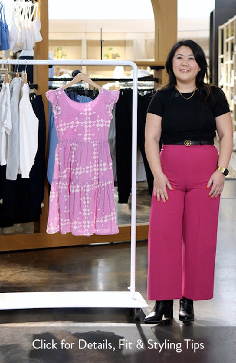 Kids' Patchwork Print Cotton & Modal Tiered Dress, sales video thumbnail