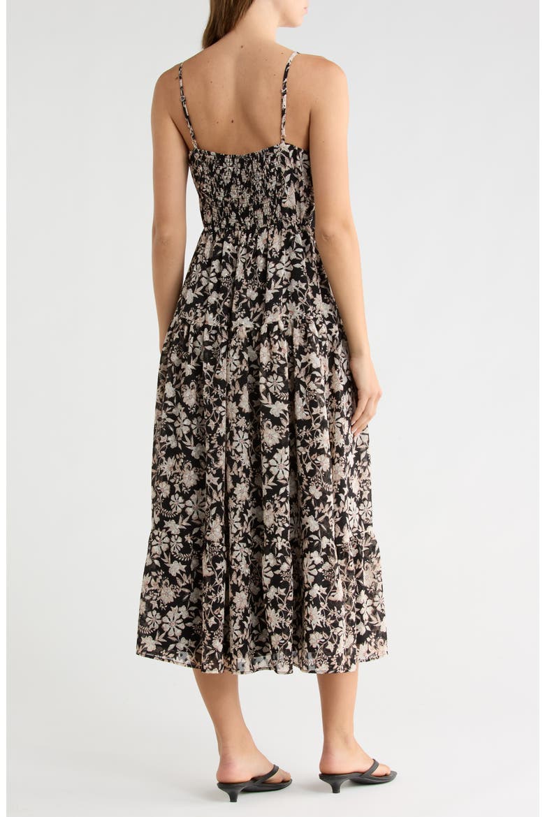 Lace Bodice Tiered Dress, Alternate, color, BLACK- IVORY FLORAL