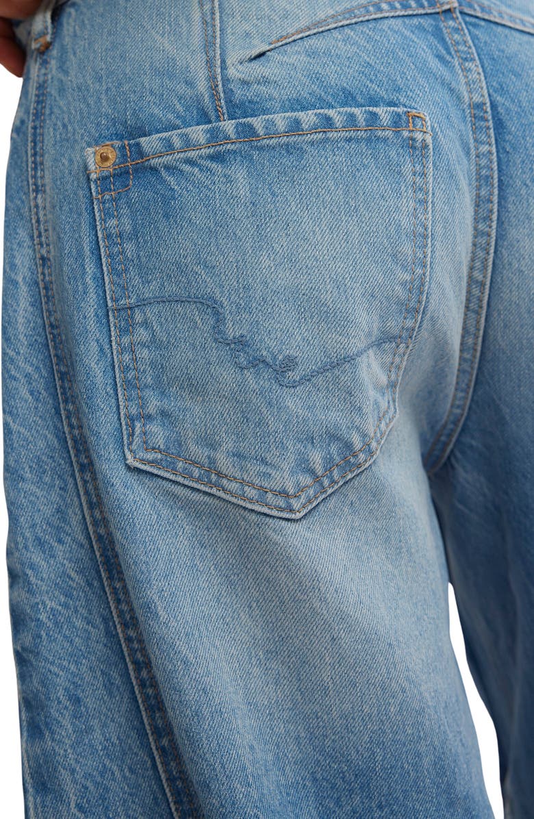 Free People We the Free Good Luck Mid Rise Barrel Leg Jeans, Alternate, color, Ultra Light Beam